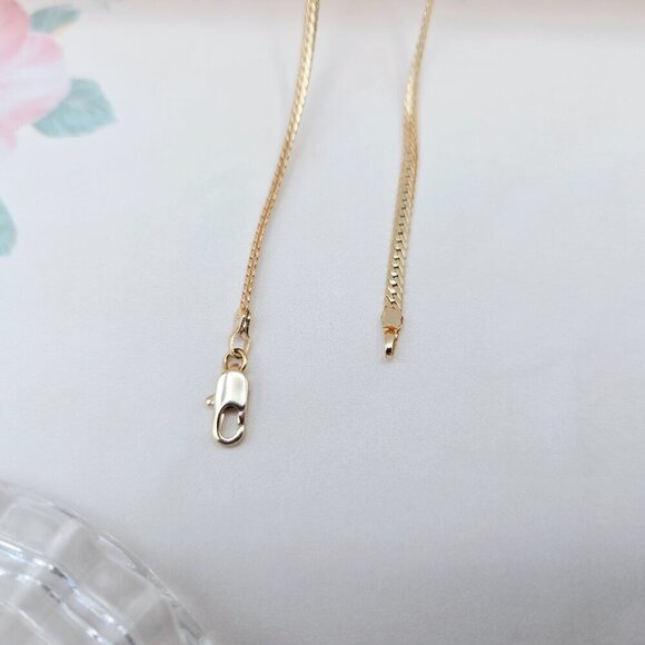 Elegant Rose Gold Flat Chain Necklace, 18 Inch, Gold Plated Brass, XPNL0052 - Picture 10 of 12